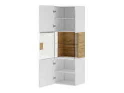 Vitrina*Meublorama Vitrine suspensa coleção OHIO na cor branca e acabamentos em carvalho. Branco