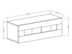 Vitrina|Meublorama Vitrine suspensa horizontal coleção OHIO na cor branca e acabamentos em carvalho. Branco