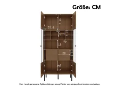 ModernLuxe Vitrine 75x35x164.5 cm - 2 portas - Painel de vidro + prateleira multicamadas + gaveta oculta - Nogueira^ Vitrina