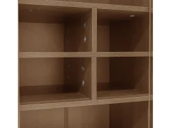 ModernLuxe Vitrine 75x35x164.5 cm - 2 portas - Painel de vidro + prateleira multicamadas + gaveta oculta - ​​Nogueira​^ Vitrina