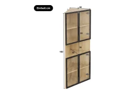 Vitrina*ModernLuxe Vitrine 62x32x160 cm - con iluminação LED - 4 portas de vidro temperado - acabamento carvalho - MDF - Natural Natural claro