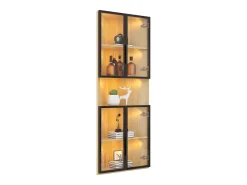 Vitrina*ModernLuxe Vitrine 62x32x160 cm - con iluminação LED - 4 portas de vidro temperado - acabamento carvalho - MDF - Natural Natural claro