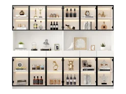 ModernLuxe Vitrine 240x36x200 cm com LED - 12 portas de vidro e 6 gavetas -^ Vitrina
