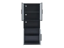 Vitrina|ModernLuxe Vitrine 80x30x200 cm com LED - 4 portas (2 portas de vidro) - Branco e Preto Preto / Branco