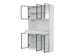 Vitrina*ModernLuxe Vitrine 120x36x200 cm com LED - 6 portas de vidro e 3 gavetas - Branco