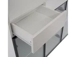 Vitrina*ModernLuxe Vitrine 120x36x200 cm com LED - 6 portas de vidro e 3 gavetas - Branco