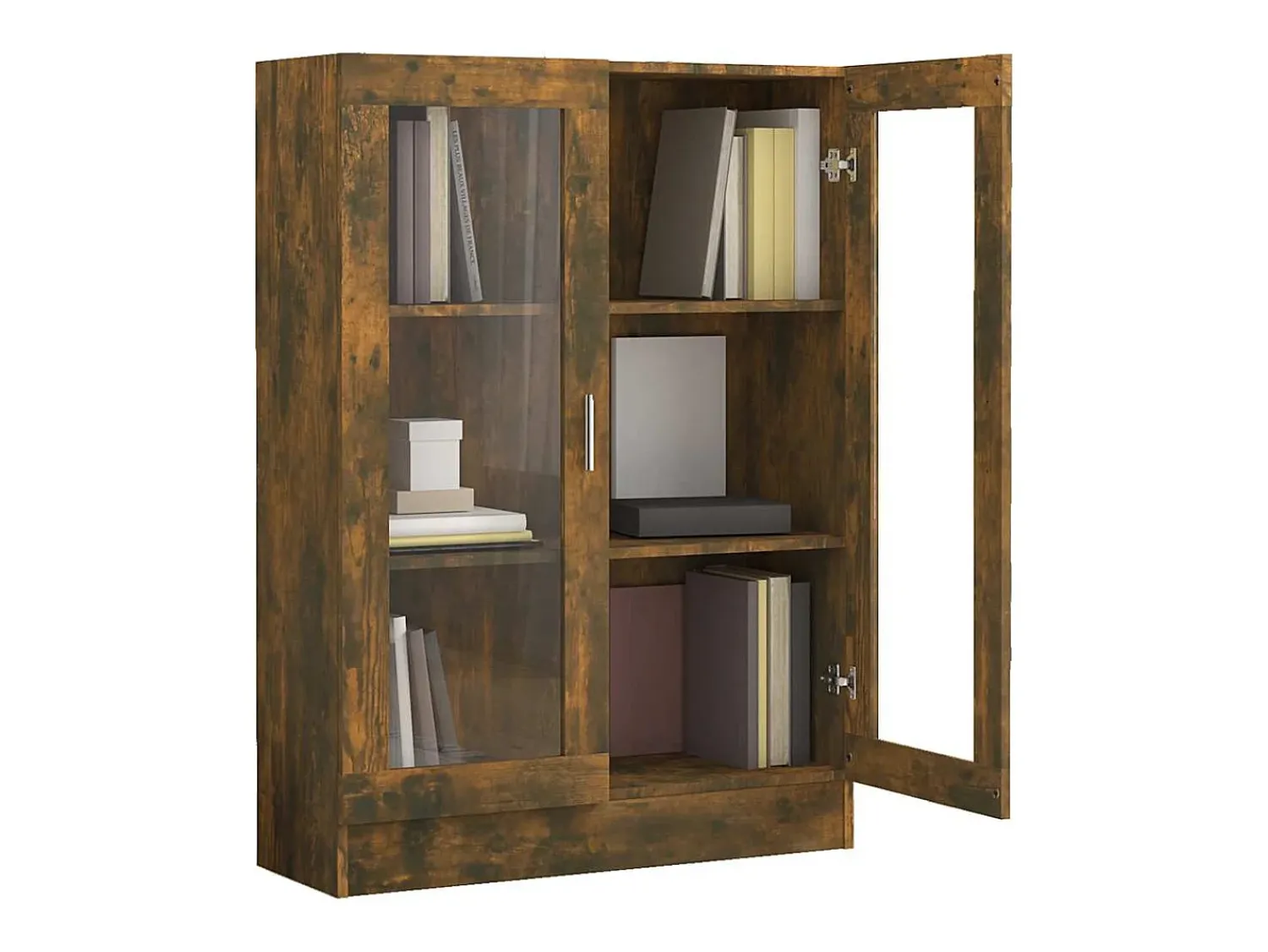 Vitrina|vidaxl Vitrine 82,5x30,5x115 cm derivados de madeira carvalho fumado Castanho