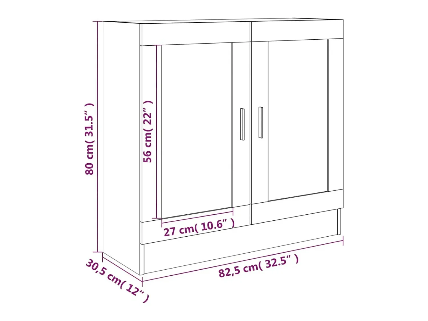 Clearance vidaxl Vitrine 82,5x30,5x80 cm derivados de madeira carvalho fumado Castanho