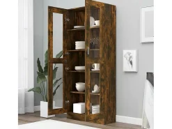 Vitrina*vidaxl Vitrine 82,5x30,5x185 cm derivados de madeira carvalho fumado Castanho