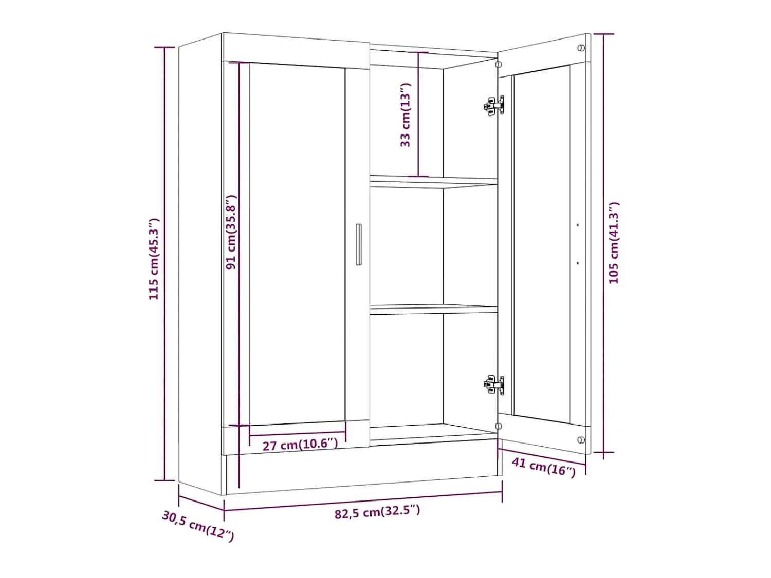 vidaxl Vitrine 82,5x30,5x115 cm derivados de madeira sonoma^ Vitrina