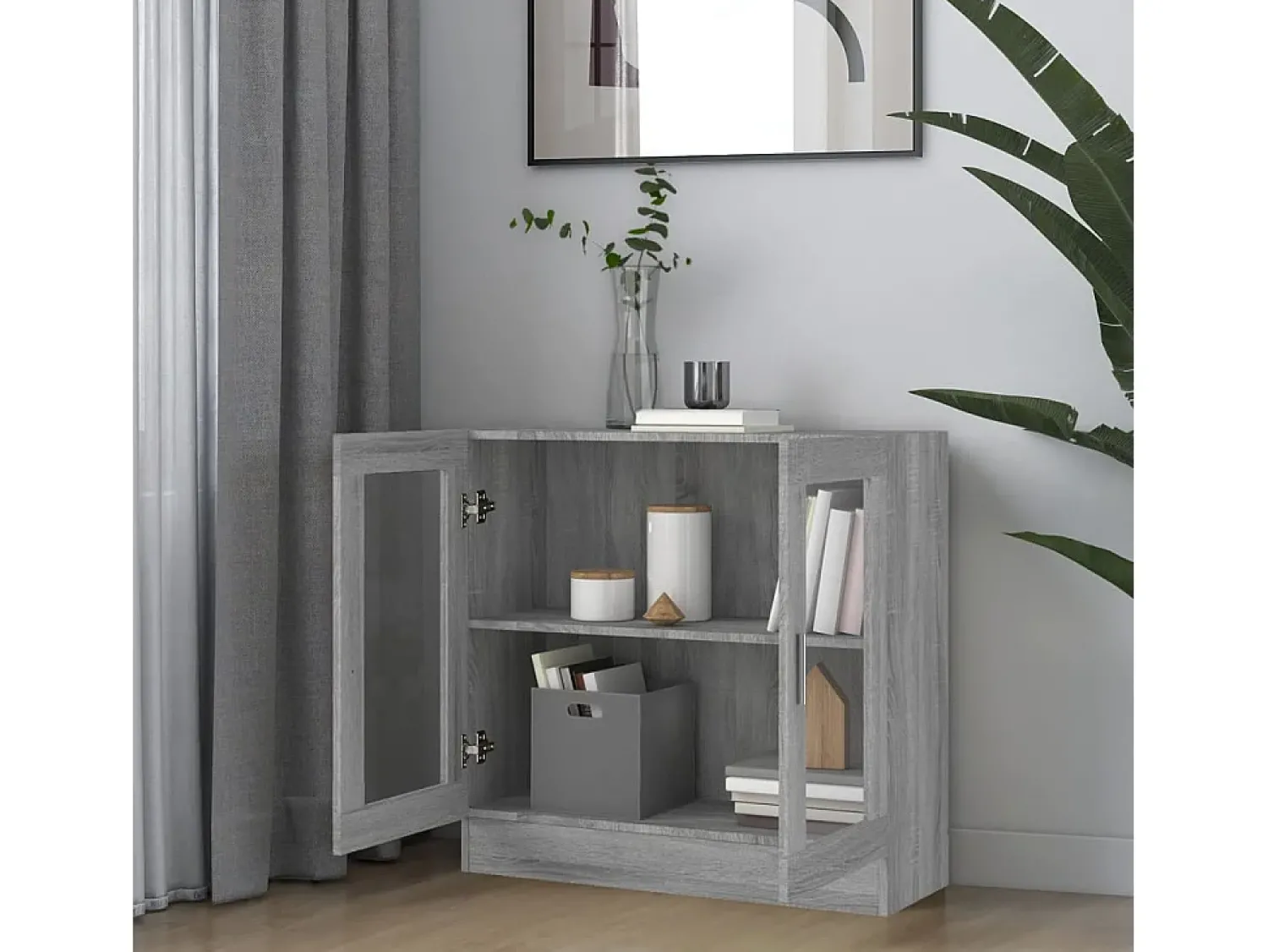 vidaxl Vitrine 82,5x30,5x80 cm derivados madeira sonoma^ Vitrina