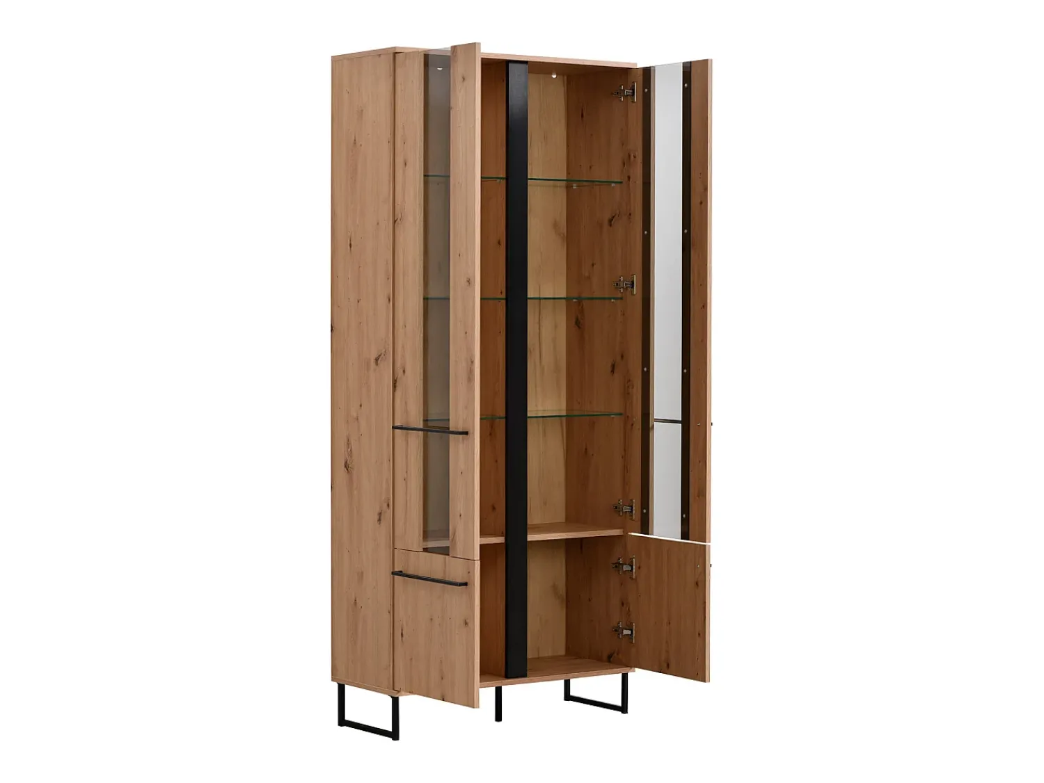 Sale Vitrine 84,5x193x35 cm Natural Preto Preto / Cinza antracite / Castanho