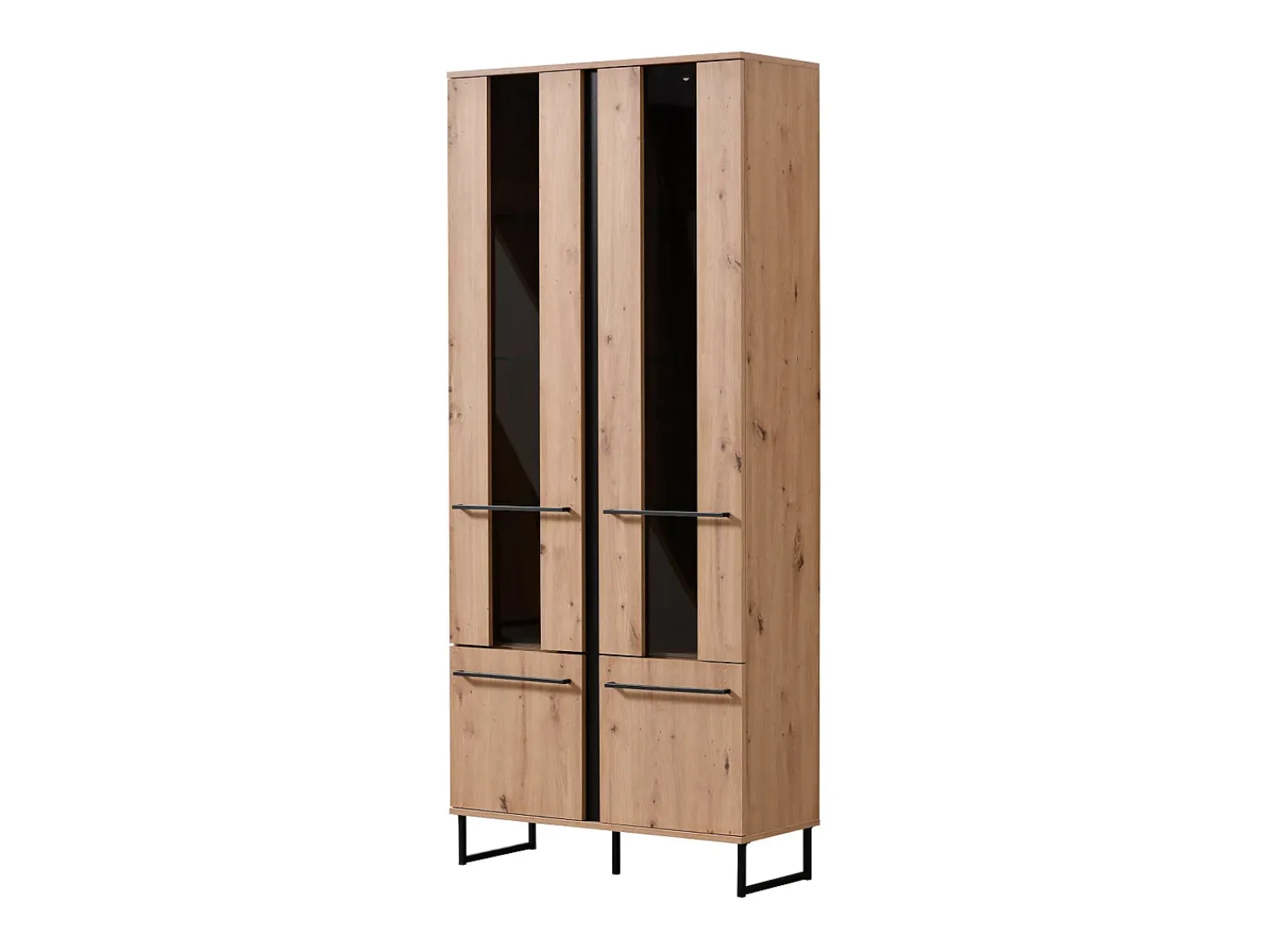 Sale Vitrine 84,5x193x35 cm Natural Preto Preto / Cinza antracite / Castanho