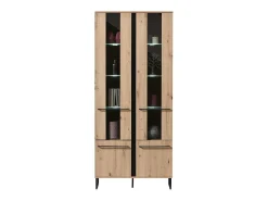 Sale Vitrine 84,5x193x35 cm Natural Preto Preto / Cinza antracite / Castanho
