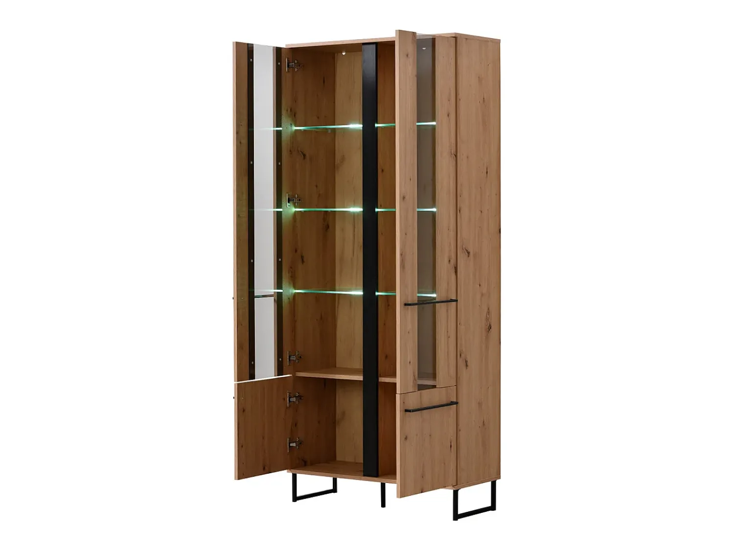 Sale Vitrine 84,5x193x35 cm Natural Preto Preto / Cinza antracite / Castanho