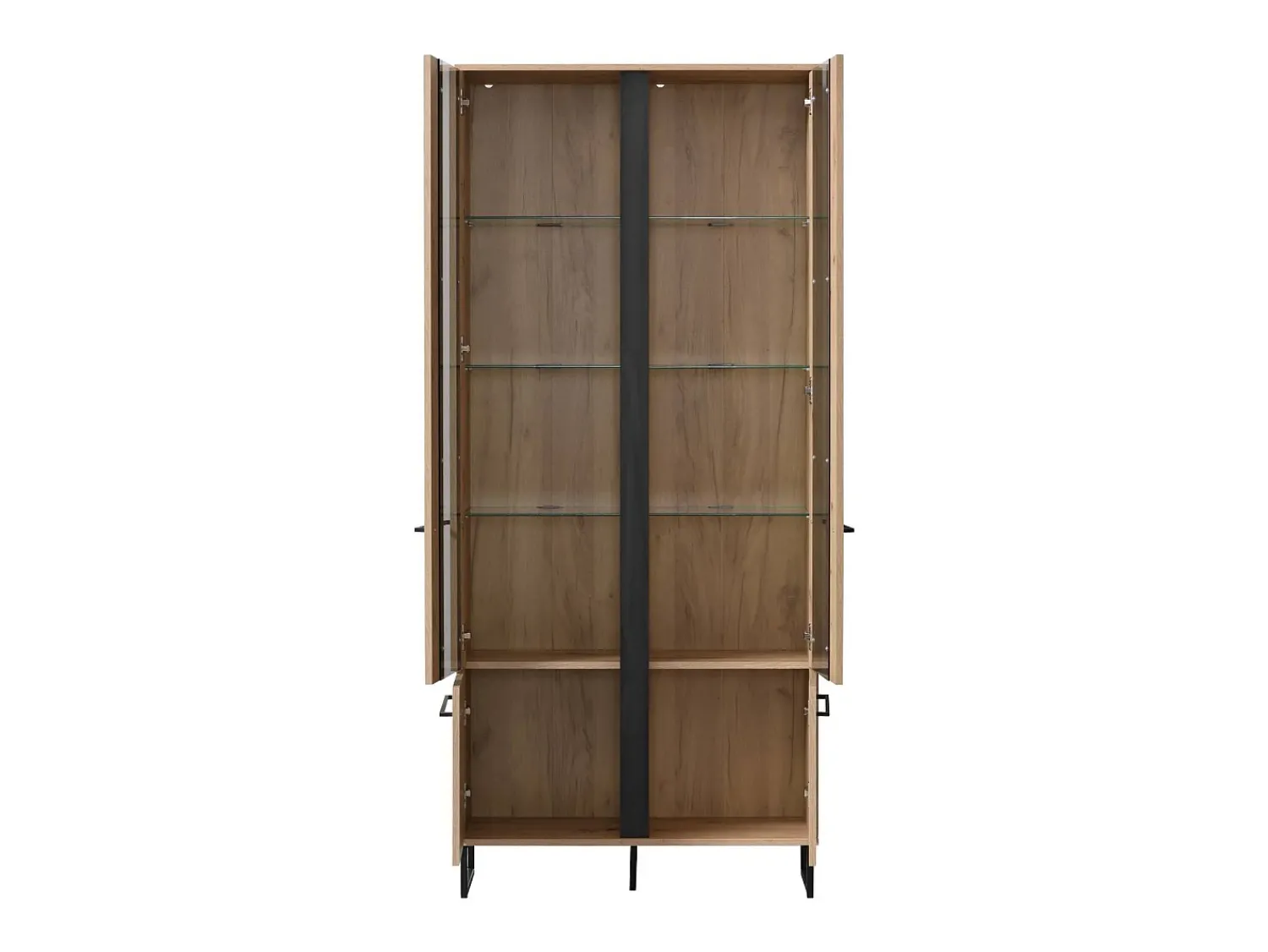 Sale Vitrine 84,5x193x35 cm Natural Preto Preto / Cinza antracite / Castanho