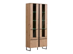 Sale Vitrine 84,5x193x35 cm Natural Preto Preto / Cinza antracite / Castanho