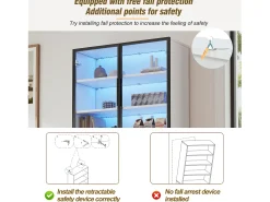 Online ModernLuxe Vitrine 70x30x200cm - com 1 gaveta e 4 portas - com iluminação LED - painéis de partículas - Branco