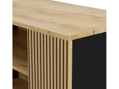 Vitrina|ModernLuxe Vitrine 80x40x146cm - com iluminação LED - com 1 porta - Prateleiras ajustáveis - Painéis de partículas - Preto + natural Preto / Natural claro