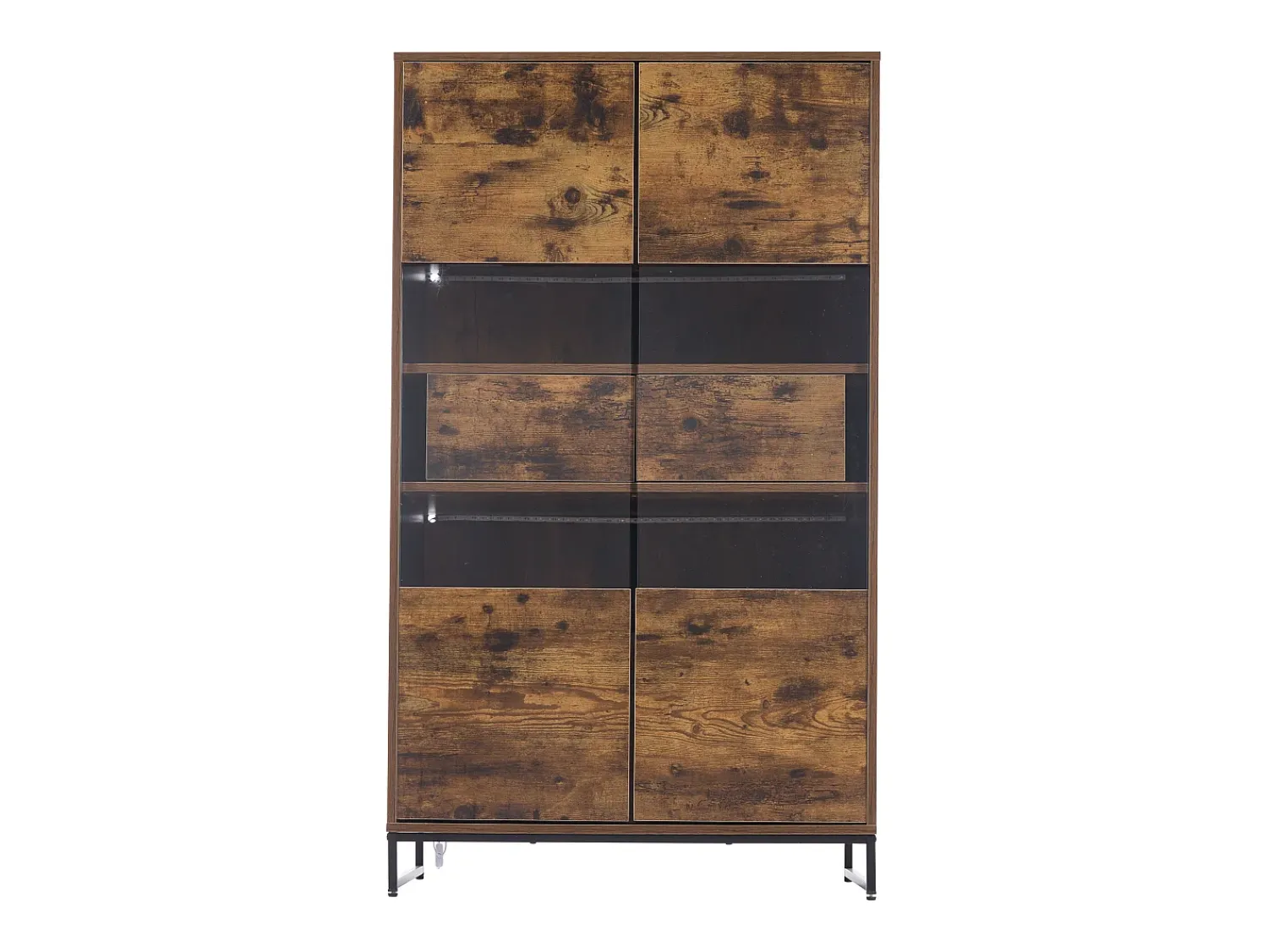 ModernLuxe Vitrine 80x40x138cm - com iluminação LED - com 2 gavetas e 2 portas - com painel acrílico - marrom^ Vitrina