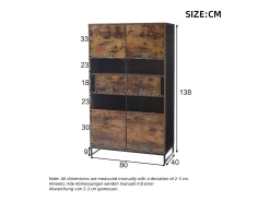 New Hauss Spole Vitrine 80x40x138cm com 2 portas e 2 gavetas em acrílico, LED incluso, corpo nas cores marrom e Preto
