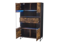 New Hauss Spole Vitrine 80x40x138cm com 2 portas e 2 gavetas em acrílico, LED incluso, corpo nas cores marrom e Preto