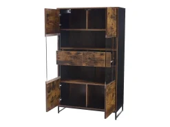 New Hauss Spole Vitrine 80x40x138cm com 2 portas e 2 gavetas em acrílico, LED incluso, corpo nas cores marrom e Preto