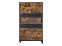 New Hauss Spole Vitrine 80x40x138cm com 2 portas e 2 gavetas em acrílico, LED incluso, corpo nas cores marrom e Preto