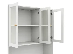 Vitrina*ModernLuxe Vitrine/estante de vidro 100×35×200 cm - con iluminação LED - prateleiras abertas e 6 portas - MDF - Branco