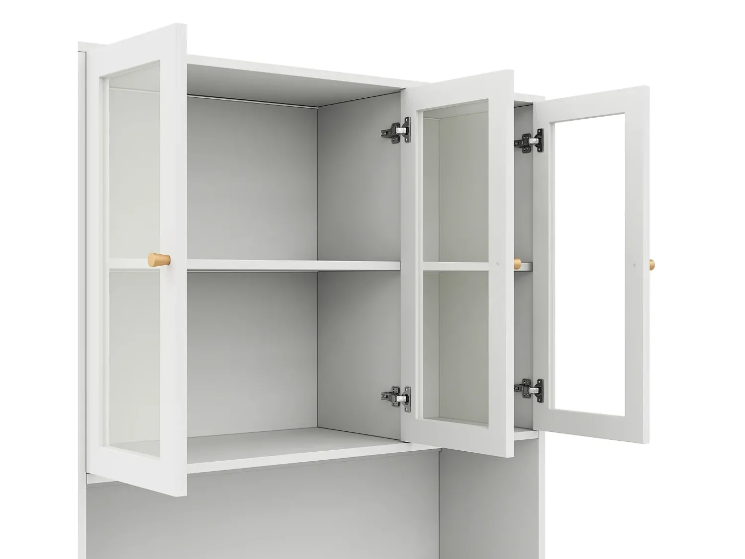 Vitrina*ModernLuxe Vitrine/estante de vidro 100×35×200 cm - con iluminação LED - prateleiras abertas e 6 portas - MDF - Branco