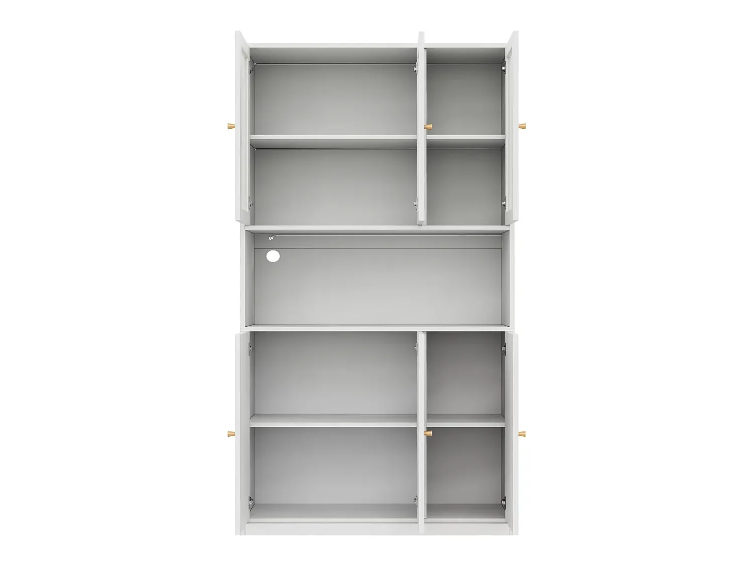 Vitrina*ModernLuxe Vitrine/estante de vidro 100×35×200 cm - con iluminação LED - prateleiras abertas e 6 portas - MDF - Branco