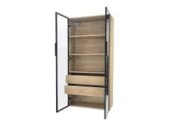 Vitrina*ModernLuxe Vitrine、Móveis de casa de banho com LED - 2 gavetas grandes e 2 portas de vidro - Natural Natural claro