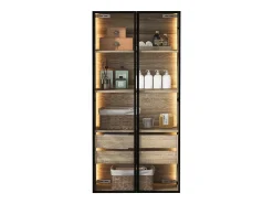 Vitrina*ModernLuxe Vitrine、Móveis de casa de banho com LED - 2 gavetas grandes e 2 portas de vidro - Natural Natural claro