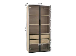 Vitrina*ModernLuxe Vitrine、Móveis de casa de banho com LED - 2 gavetas grandes e 2 portas de vidro - Natural Natural claro