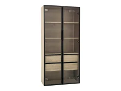 Vitrina*ModernLuxe Vitrines、Móveis de casa de banho com LED - 2 gavetas grandes e 2 portas de vidro - Natural Natural claro