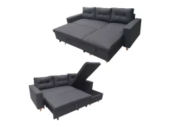 Discount Happy Garden WADE Sofá cama de canto de 3 lugares antracite Cinzento