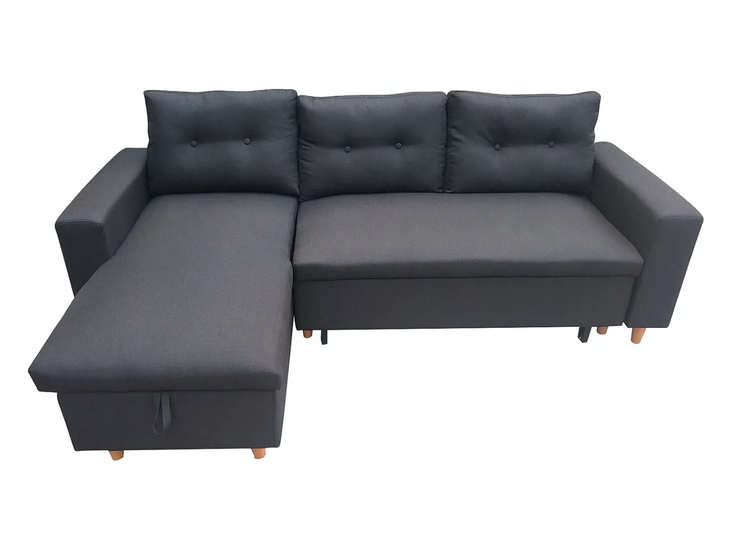 Discount Happy Garden WADE Sofá cama de canto de 3 lugares antracite Cinzento