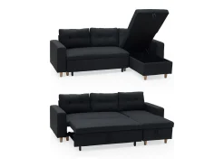 Discount Happy Garden WADE Sofá cama de canto de 3 lugares antracite Cinzento