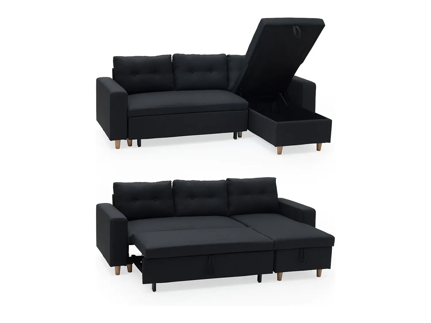 Discount Happy Garden WADE Sofá cama de canto de 3 lugares antracite Cinzento