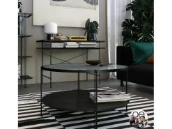 Mesa De Apoio*Dorel Home Wainwright | Mesa de apoio em vidro e 1 prateleira em Black Oak Look Preto