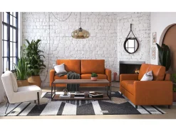 Sofá|Dorel Home Wainwright | Sofá 3 lugares em pele sintética Camel Castanho