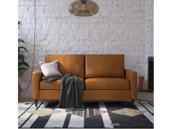 Sofá|Dorel Home Wainwright | Sofá 3 lugares em pele sintética Camel Castanho