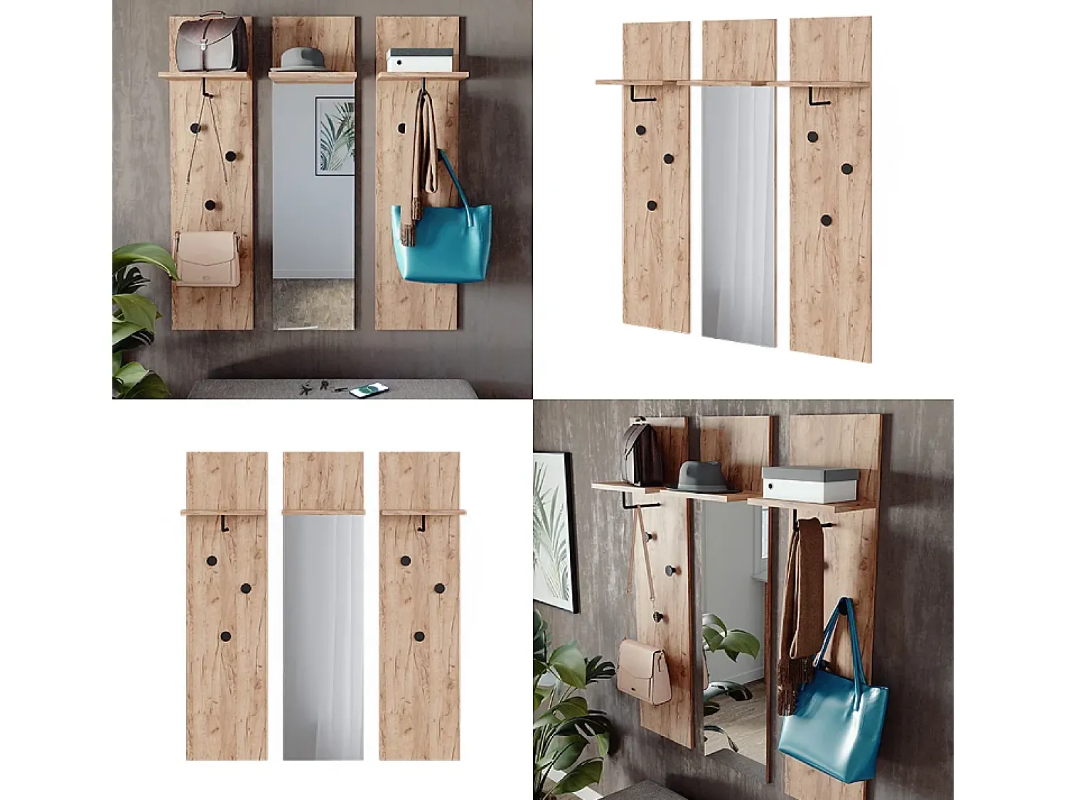 Móvel De Entrada*Vicco Wandgarderobe carvalho goldkraft 36x21.6x135 siri Natural escuro