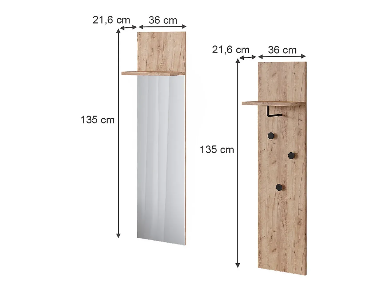 Móvel De Entrada*Vicco Wandgarderobe carvalho goldkraft 36x21.6x135 siri Natural escuro