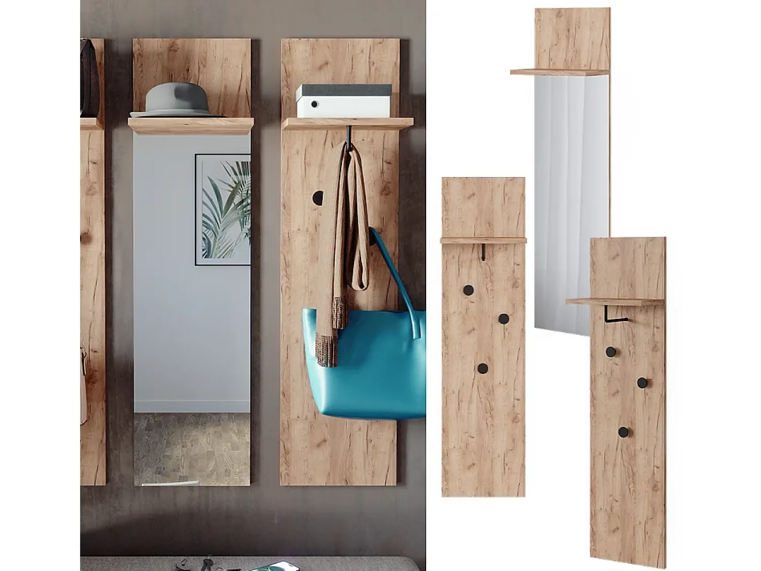 Móvel De Entrada*Vicco Wandgarderobe carvalho goldkraft 36x21.6x135 siri Natural escuro
