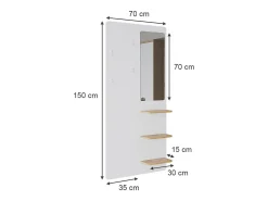 Vicco Wandgarderobe /carvalho 70x15x150 jochen^ Cabide De Pé