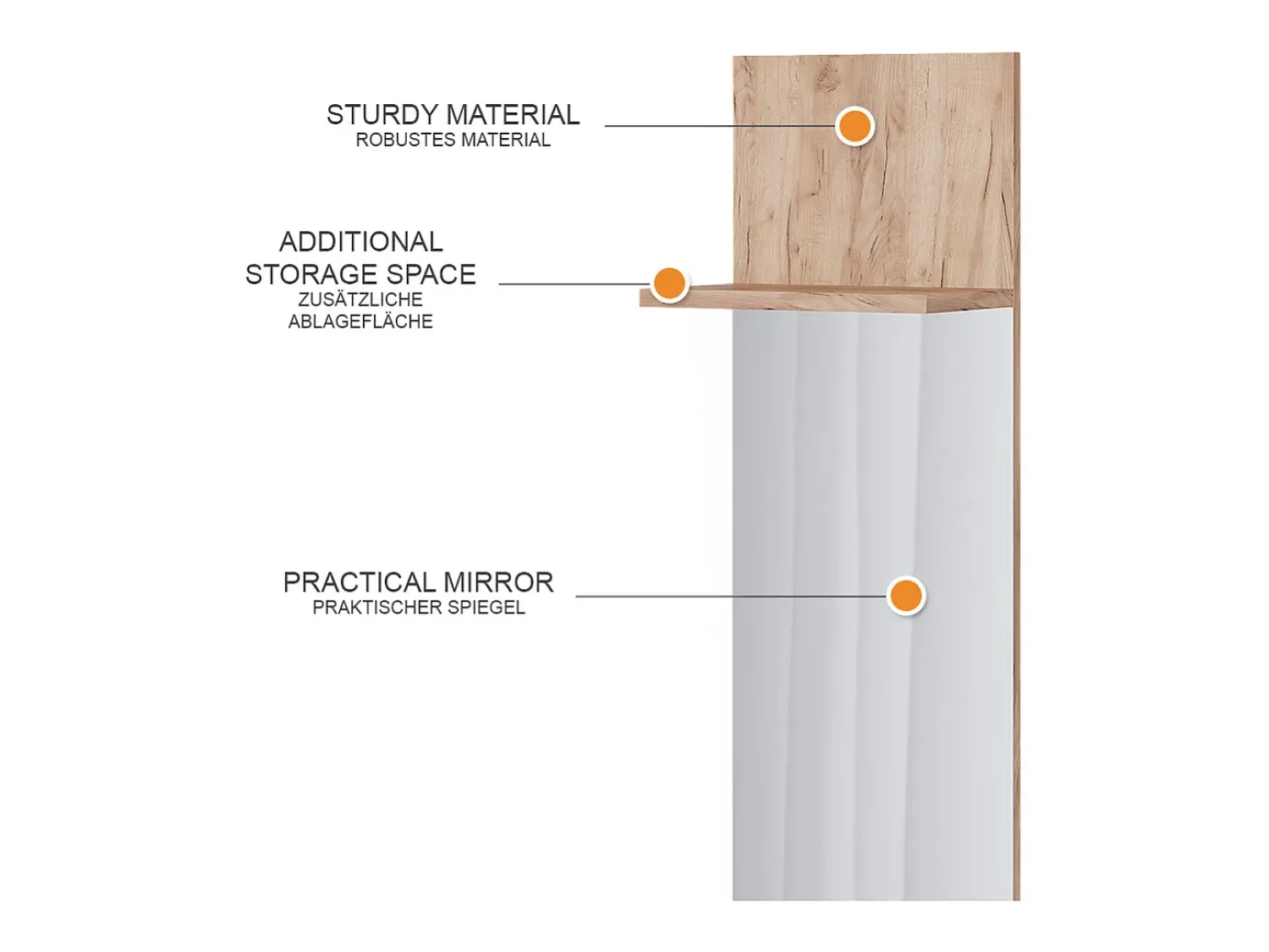 Discount Vicco Wandgarderobe carvalho goldkraft 36x21.6x135 siri Natural escuro
