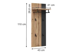 Clearance Vicco Wandgarderobe carvalho wotan 43x26.6x110 amber Natural escuro