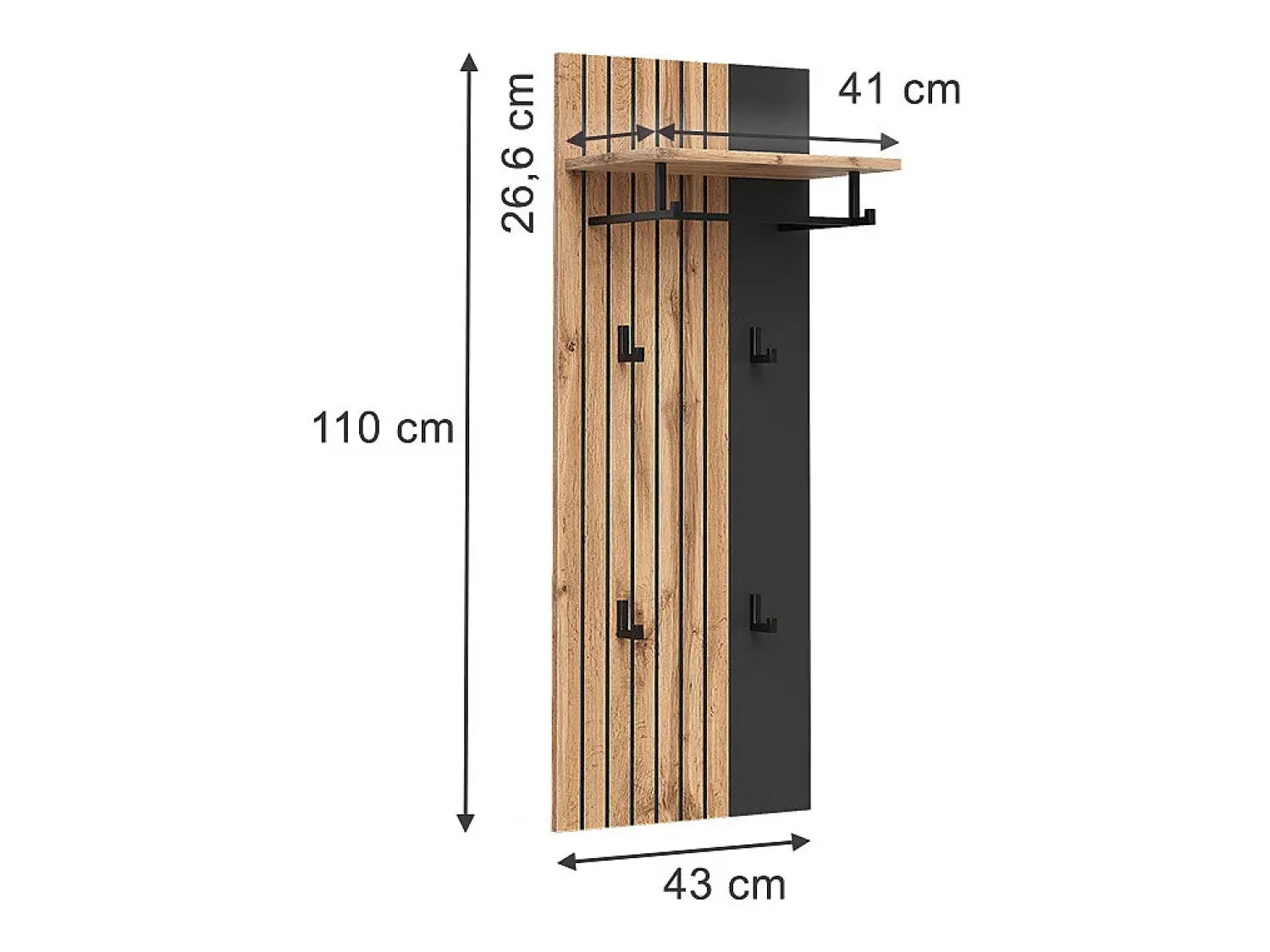 Clearance Vicco Wandgarderobe carvalho wotan 43x26.6x110 amber Natural escuro