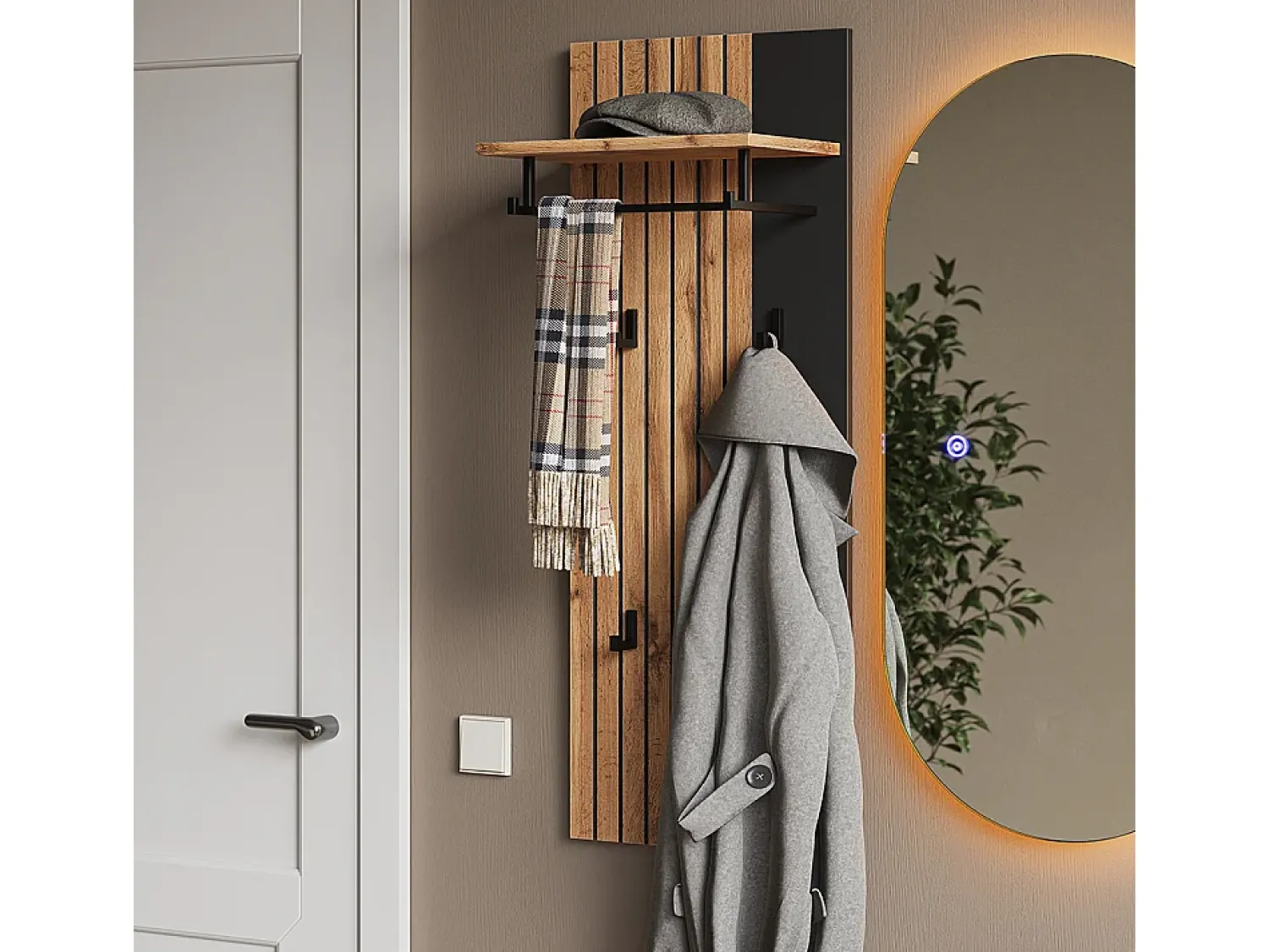 Clearance Vicco Wandgarderobe carvalho wotan 43x26.6x110 amber Natural escuro